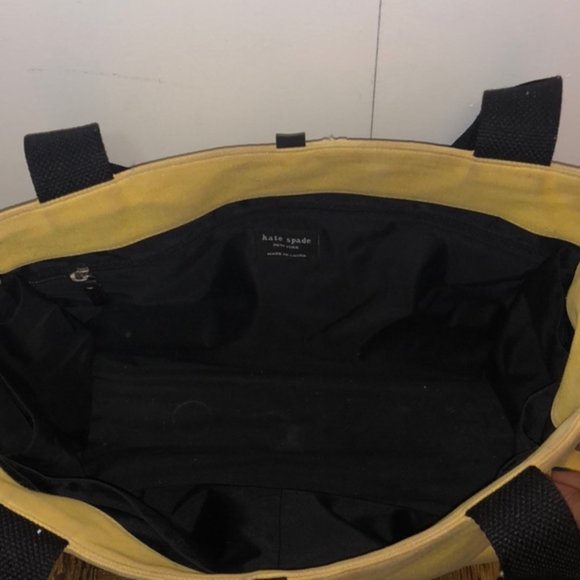 Kate Spade Canvas Yellow &Black Diaper Bag &Pad